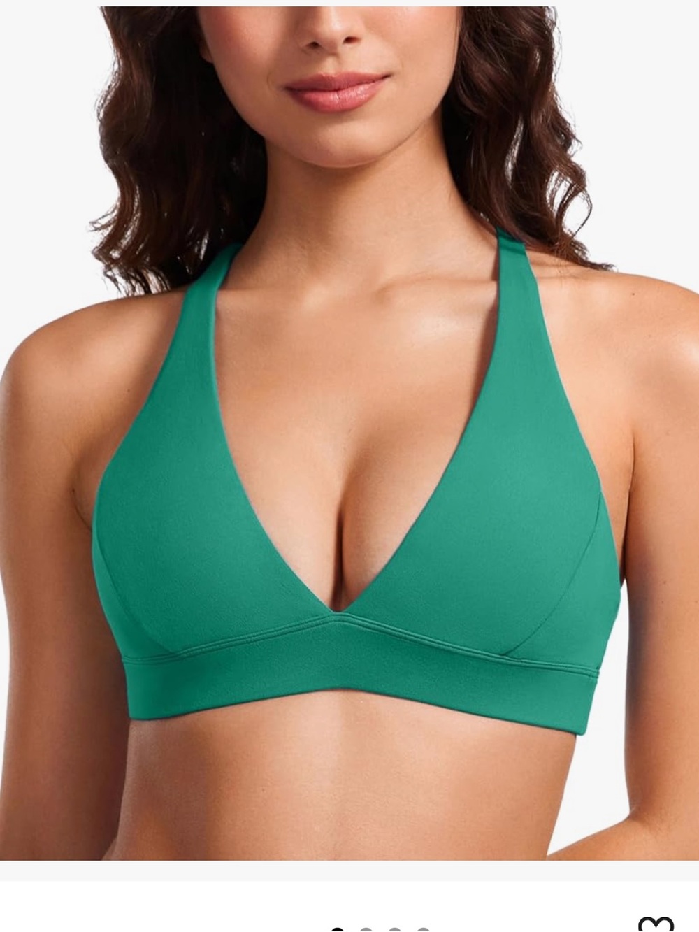 CRZ YOGA Deep V Halter Bralette in Green